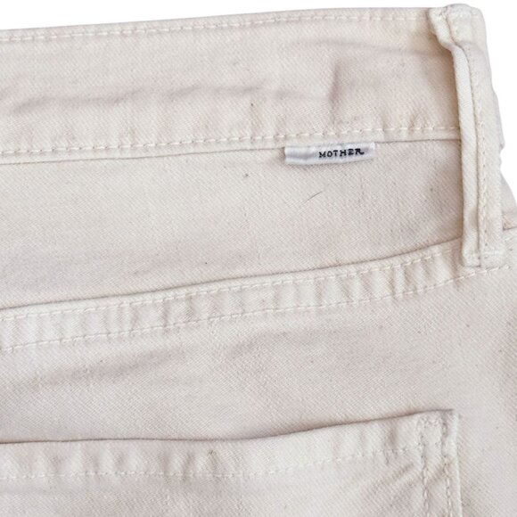 MOTHER High Waisted Rascal Ankle Fray Jeans in Chalk It Up Ivory Women's Size 28 - Picture 9 of 13